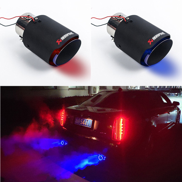 1PCS Sale Akrapovic Style Car Exhaust Nozzle Red Blue Carbon Fiber Exhaust Tip with Clamp Car Accessories Available in A Variety of Sizes