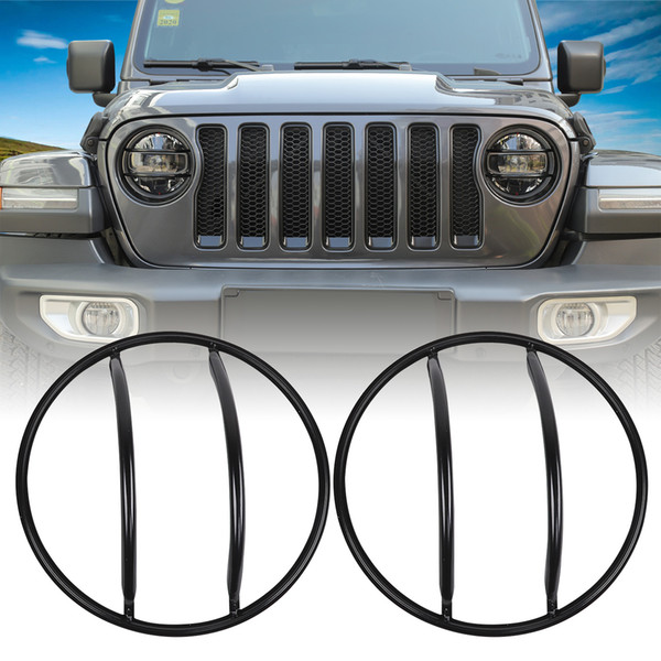 Car Headlight Cover Black Headlight Cover Decoration Cover (Iron) For Jeep Wrangler JL 2018+ Auto Interior Accessories