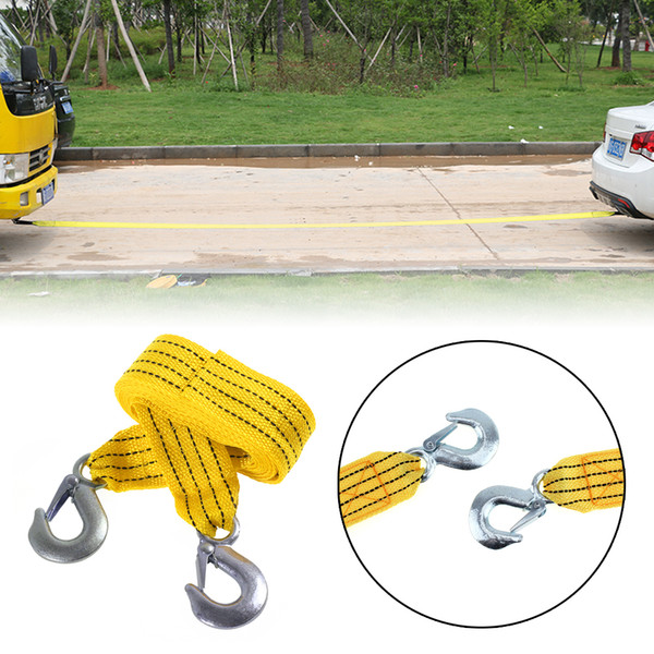 3 Tons 4 Meter Fluorescence Universal Emergency Car Tow Belt Strap Tow Cable Towing Pull Rope with Hooks CEC_940