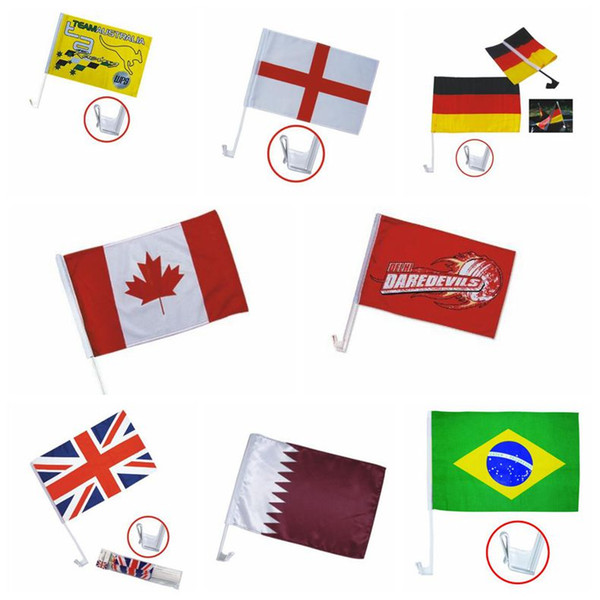 30*45cm Banner Flags 2018 World Cup Football National Team Car Flag Double Side Polyester Car Window Flag CCA9612 1000pcs