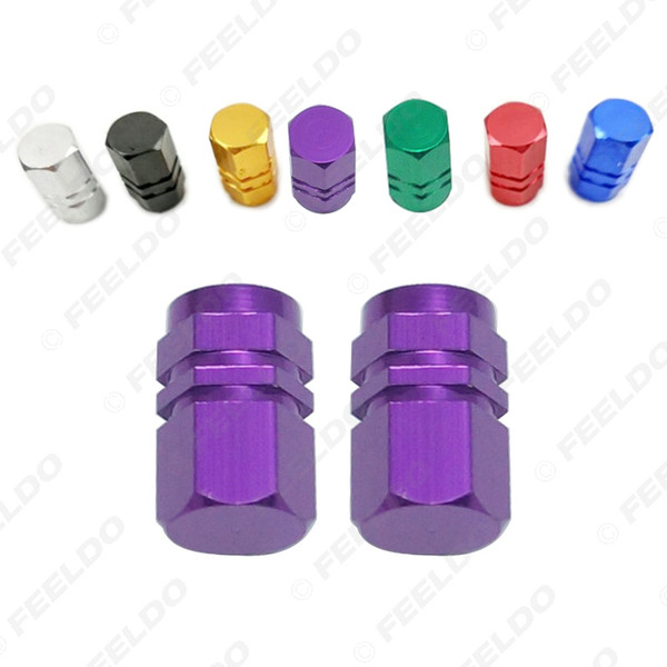 wholesale 4pcs/set Aluminum Alloy Hexagon Gas Nozzle Cap Tire Valve Caps Leak Proof Cap For Car Truck Auto #5478