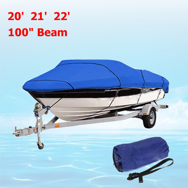 Freeshipping Heavy Duty Fishing Ski Runboat Boat COVER 20-22 Ft 100inch Beam V-Hull Waterproof Blue Waterproof Kit