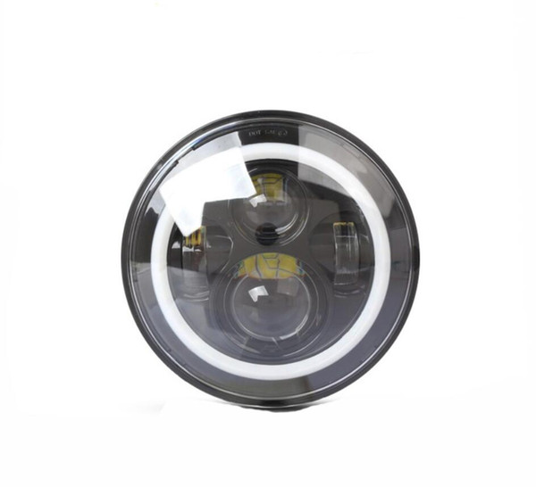 High Power 7Inch 75W LED Lamps Headlights with White Halo Ring Angel Eyes and Amber Turn Signal Halo for Jeep Wrangler JK