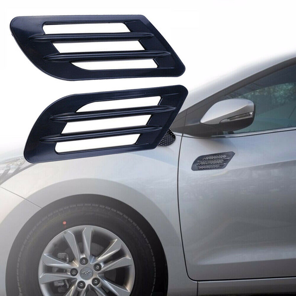 2Pcs Auto Car Side Air Flow Vent Fender Cover Intake Grille Sticker Black