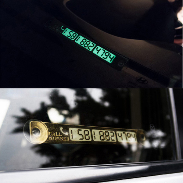 Temporary Car Parking Card Telephone Number Card Notification Night Light Sucker Plate Car Styling Phone Number Card