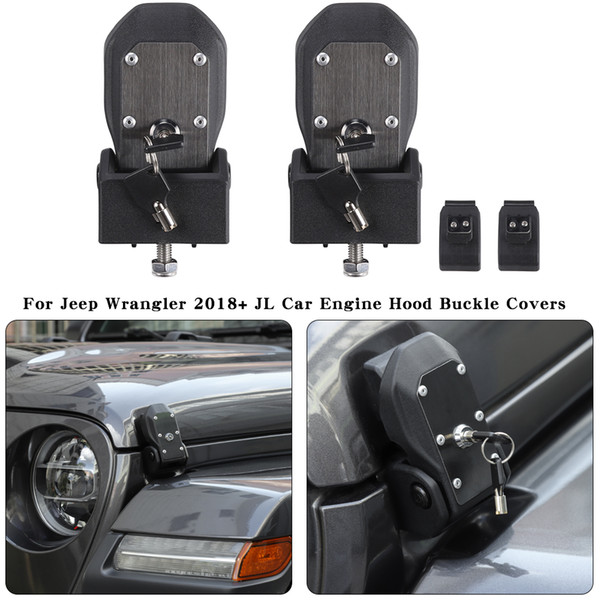 Hood Lock Catch Latch With Lock Decoration Cover For Jeep Wrangler JL 2018+ Auto Interior Accessories