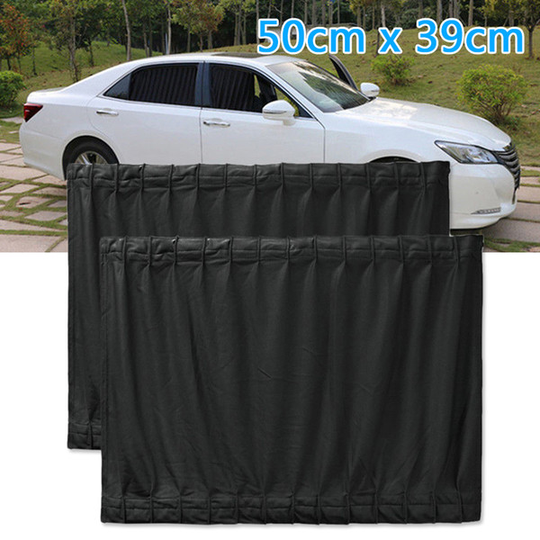 2pcs 50*39cm Black Adjustable Car SUV Window Anti-UV Sun Shade Drape Visor Curtain Valance Fit for both front and rear window