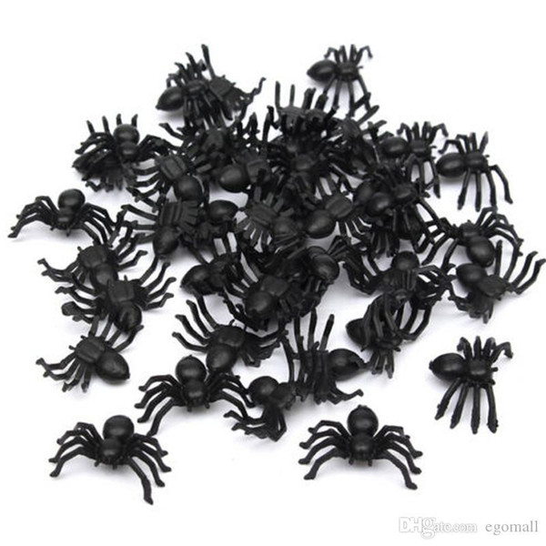 Useful 200pcs 2*1.4cm Plastic Black Spider Halloween Decoration Festival Supplies Funny Prank Toys Decoration Realistic Prop