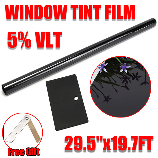 6M*75CM Dark Black Car Window Tint Film Glass VLT 5% Roll 1 PLY Car Auto House Commercial Solar Protection Summer
