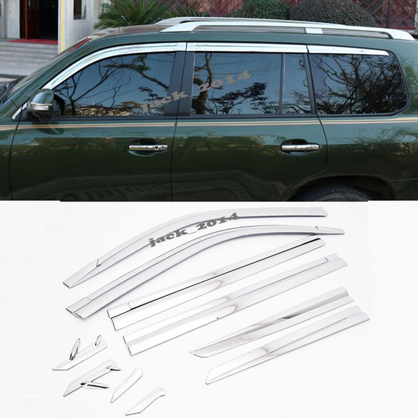 Chrome Window Sun Visor Vent Wind Rain Guard 4p Fit For 2010-2016 TOYOTA Land Cruiser