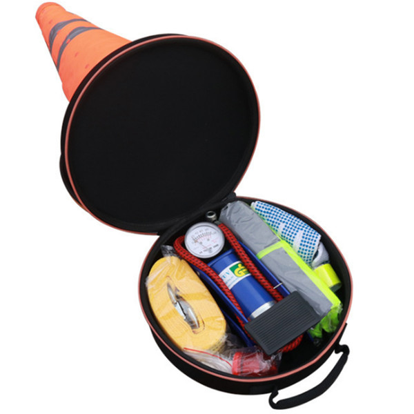 Car Safety Emergency Warning Sign Board Telescopic Tripod Roadblock Cones Inflator Air Pump Safety Emergency Tool Kit Three Foot Frame 10PCS