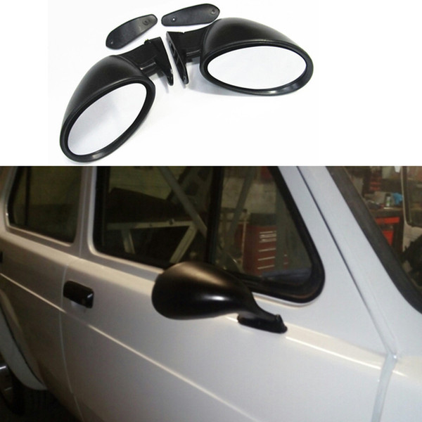 California Style Universal Car Classic Retro Door Wing Side Mirror Rearview Vintage Matte Black L+R