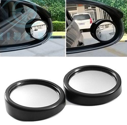 2x CAR Auto Black Blind Spot Mini Small Round Rearview Mirror 360° Angle Stick-on Side diy