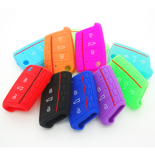 Silicone Key Case Cover For Volkswagen VW Golf 7 mk7 for Skoda Octavia A7 Key Protect Case Bag Car Accessories AUP_40Z