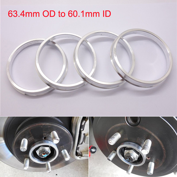 4pcs Brand New Wheel Hub Centric Rings 63.4mm OD to 60.1mm ID Aluminium Alloy