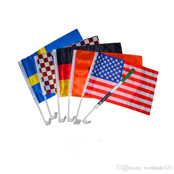 2018 Russia world cup football soccer 32 national team Car National Flag car window clip flag double sided Polyester Banner flags Funs Gift