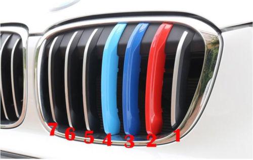 3pcs 3 Colors Front Grille Molding Cover Trim For BMW X1 F48 2016-2018 7 Grille Car Accessory