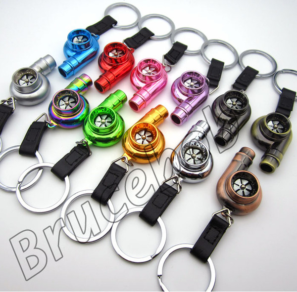 Metal Anodised Whistle Sound Turbo Charger Keychain Spool Drift JDM TDI VAG Auto Parts Model Spinning Key Fob Keyring