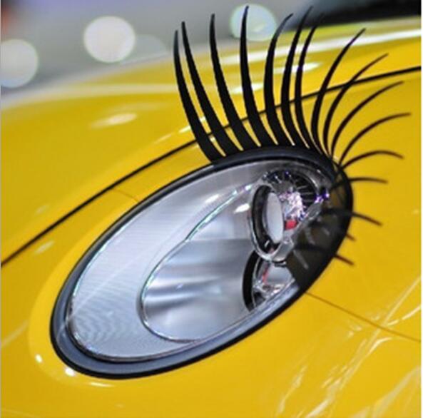 1 Pair Fashion Cute Car Styling Stickers Black Eyelashes Vehicle Headlight Decorative Sticker On Car Free Shipping