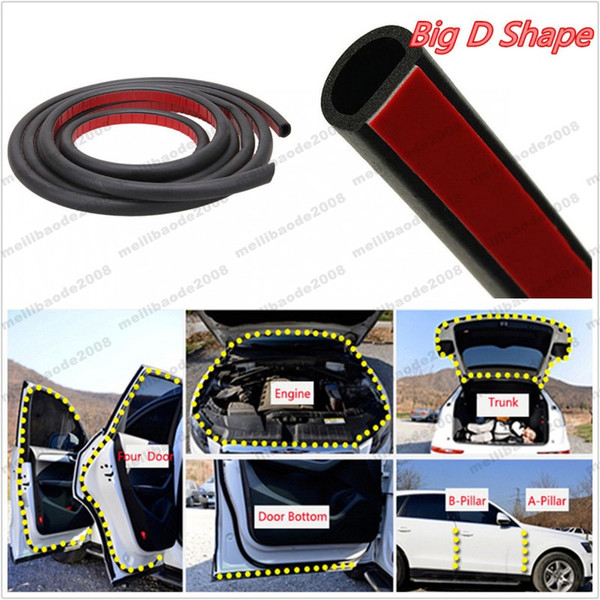 8M Big D-Shape Moulding Black Trim Rubber Strip Car Door Edge Seal Weather-strip free shipping MYY