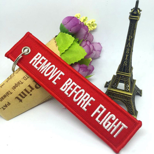 Fabric Key Ring Remove Before Flight Keychain Pilot Bag Crew Tag Luggage Keyring European and American embroidery embroidery keychain