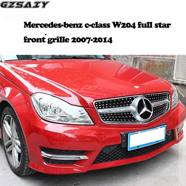 Mercedes-benz c-class W204 2007-2014 refitted full star grille silver black plating W204 grille