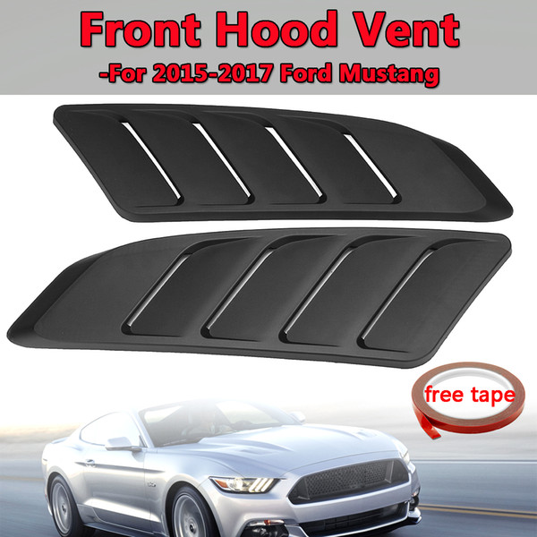 Front Hood Vent Fit For 2015-2017 For Ford For Mustang Panel Trim Black 2Pcs Universal Car Air Intake Scoop Bonnet Hood Vent