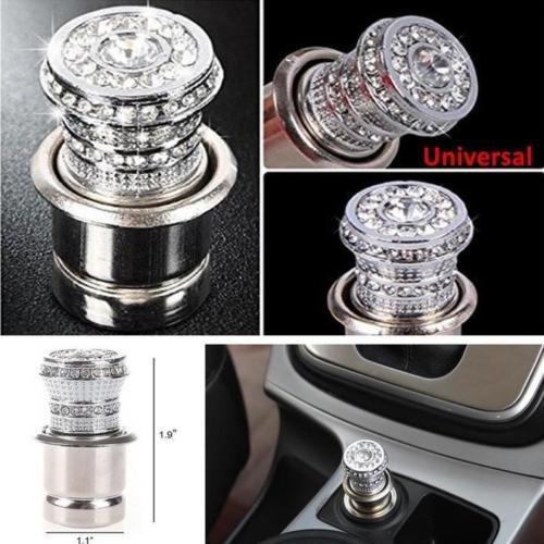 Crystal Bling Car Cigarette Lighter 12v, Rhinestone Car Charger Decor Accessory