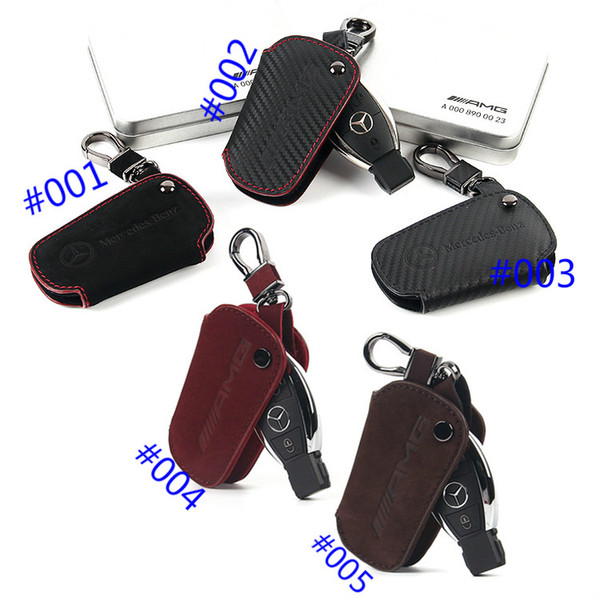 FOR MERCEDES-BENZ AMG GENUINE LEATHER CAR REMOTE KEY CASE HOLDER COVER