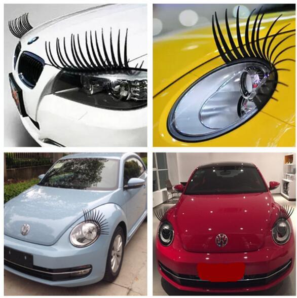 Hot Sale Car Eyelashes Car Sticker Personalized Sticker Makes Your Car Look Pretttttyyyyy Black&Pink Color Free Shipping