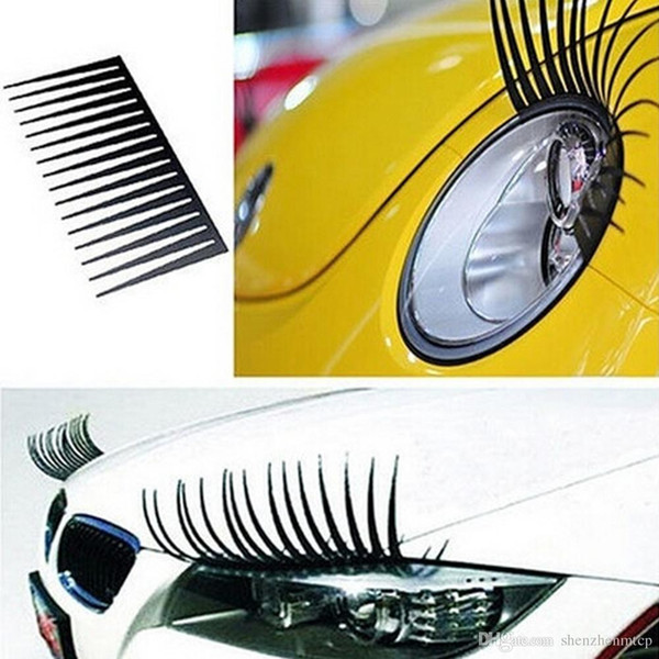 1 Pair 3D Charming Black False Eyelashes Fake Eye Lash Sticker Car Headlight Decoration Funny Decal For Beetle most car