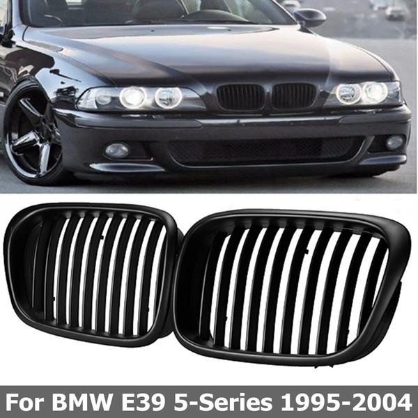 2Pcs OEM Style Car Front Black Wide Kidney Grille Grill for BMW E39 5 series 1997 1998 1999 2000 2001 2002 2003