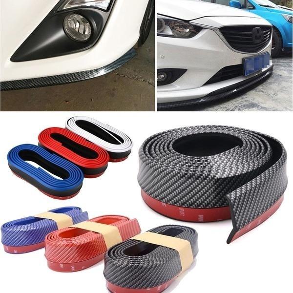 Car PVC Carbon Fiber Front Bumper Lip Splitter Chin Spoiler Trim Protector (Size: 250 x 5.5cm)