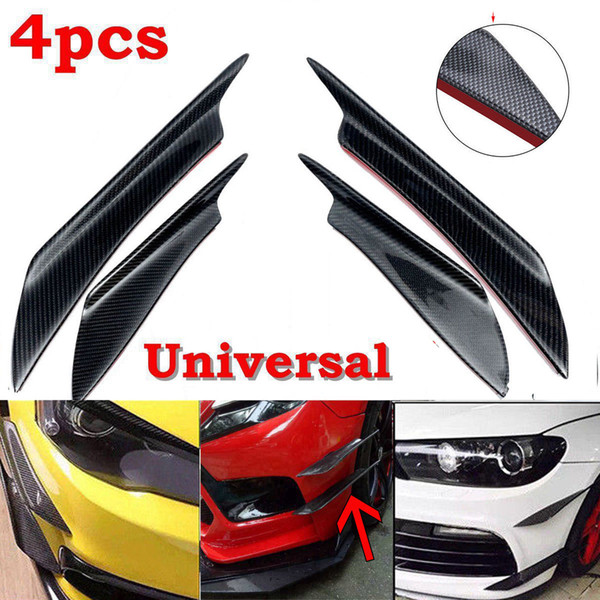 4pcs Car Carbon Fiber Color EVO Front Bumper Splitter Fins Body Spoiler Canards