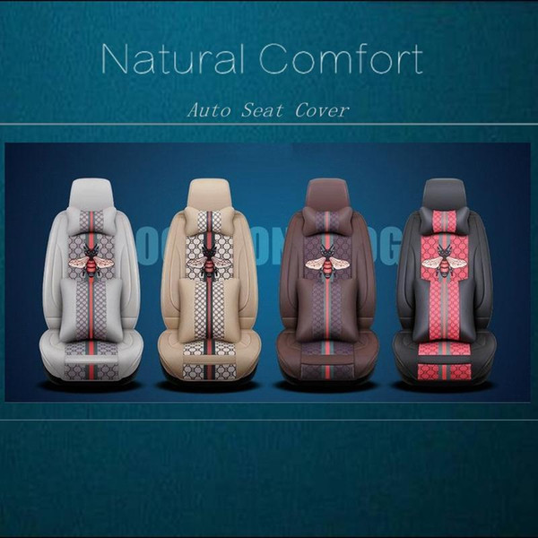 Natural Car Seat Cover Set Leather Car Mat Four Season All Clusive Cloth Art Car Interior Accessories Comfortable HHA111