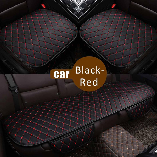 Universal Leather Car Seat Cover Set Front Rear Backseat Seat Cushion Protector Mat Pad beige/coffee/black/red