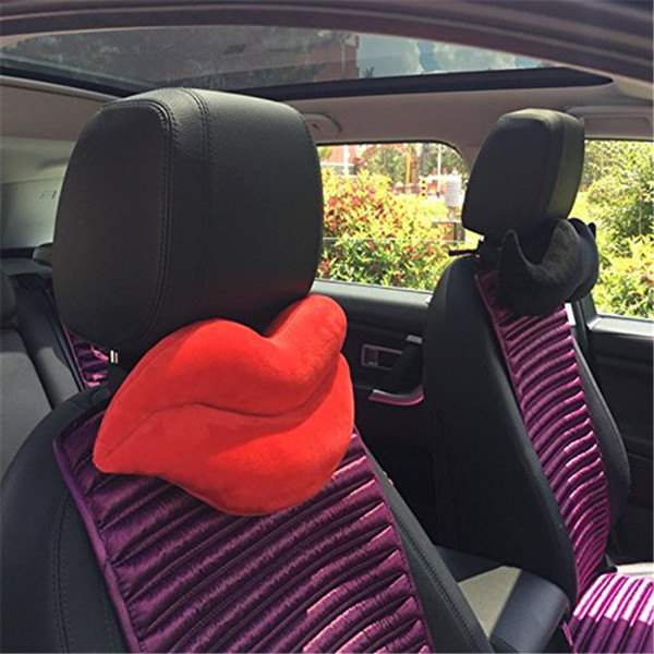 Short Plush LipShape Car Seat Neck Cushion Headrest Pillow Comfortable fun Creative Gift