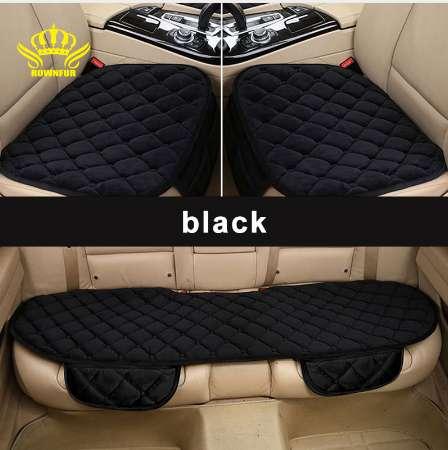 ROWNFUR Car Seat Cover Universal Four Seasons Warm Flocking Cloth Seat Covers Front Back Seat Covers Car Interior Accessories