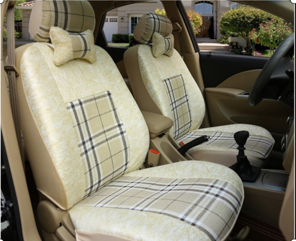 Linen Cloth Car Seat Covers for Skoda Octavia Seat Covers Cars Cowhide & Artificial Leather Cushion Support Set