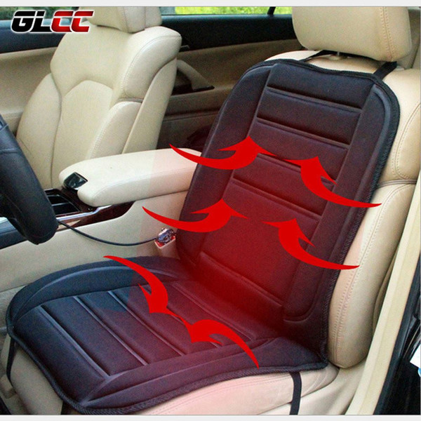 GLCC Winter Car Heated Seat Pad Cover 12V 45W Electric Heated Cushion Car Seat Covers Universal Conjoined Supplies Black Color