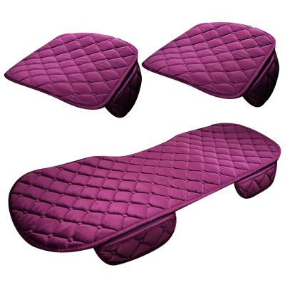 1 sets of 3pcs Vehicle Front Rear Seat Cover Silk Velvet Protective Mat Decor Universal