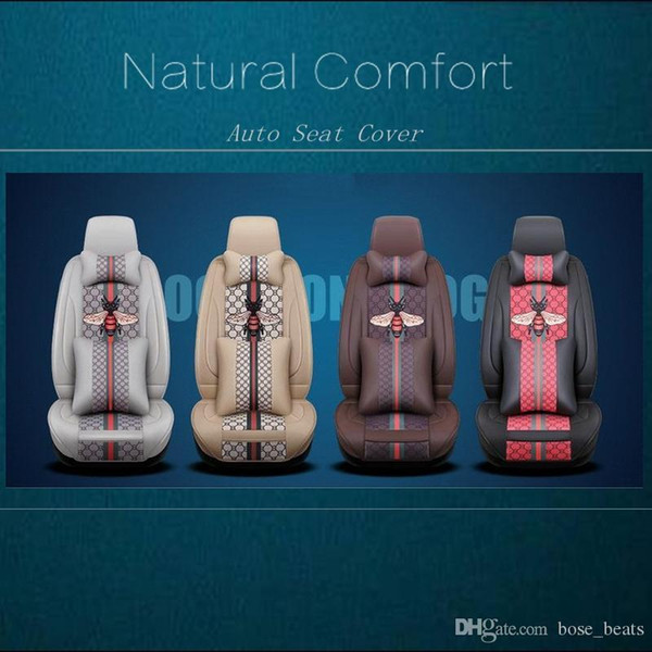 Natural Car Seat Cover Set Leather Car Mat Four Season All Clusive Cloth Art Car Interior Accessories Comfortable HHA111