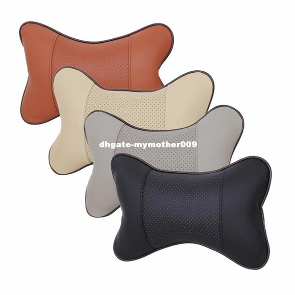 PU Leather Car Neck Headrest Pillow Seat Cushion Cushion PU Leather Soft Perforating Danny Hole-digging Auto Safety Pillow