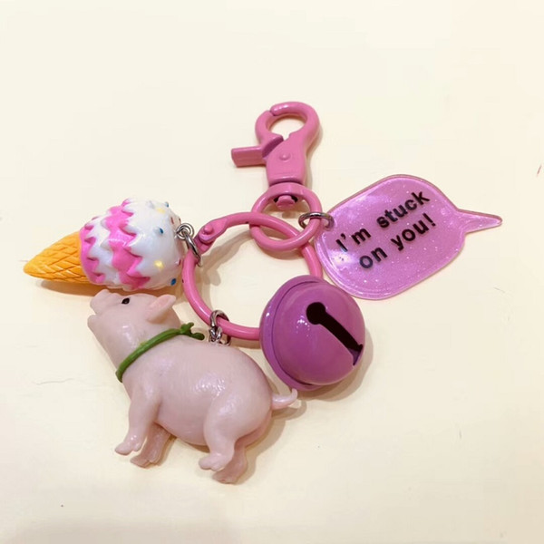 Fashion Pig Chaveiros Lovers Couple Pet Keychain Lovely Kiss Charms Men Women Bells Key Holder Purse Bag Car Motor Key Ring Trinket Gifts