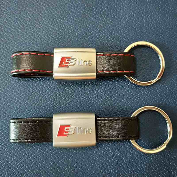 3D SLine Emblem Badge Sticker Black Red Line Leather for Audi 3 A4 A5 A6 A8 TT Q5 Q7 SLine Keychain Keyring Keyfob High quality