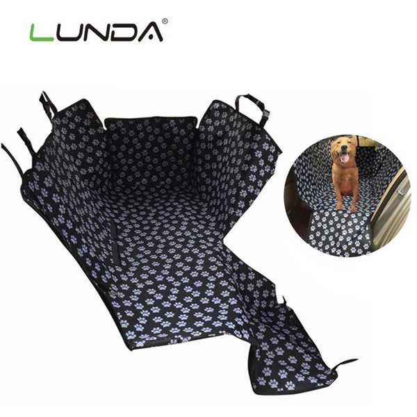 LUNDA Oxford Fabric Paw pattern Car Pet Seat Covers Waterproof Back Bench Seat Travel Car Seat Covers Mat for Pets Dogs