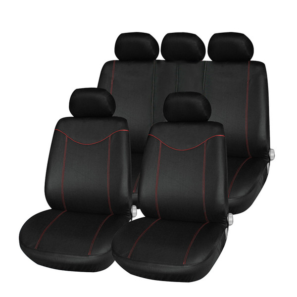 T21638 11pcs Car Low-back Seat Cover Set Anti-Dust Auto Cushion Protector Universal Fits Red With Black Interior Accessories