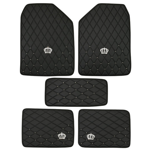 car mats girls Universal Crown Car Floor Mats Anti Slip Leather Auto Carpet for Interior Accessories Floor Cover Sets Women