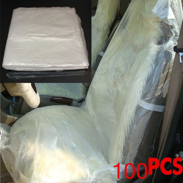 100pcs Disposable Clear Plastic Car Seat Covers Protector Mechanic Valet Free