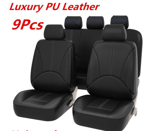 Brand New Black PU Leather Car Seat Cover Full Set Front Rear Seat Cushion Mat Protector